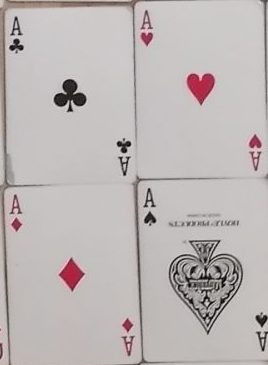 Four aces laid out in a 2x2 grid